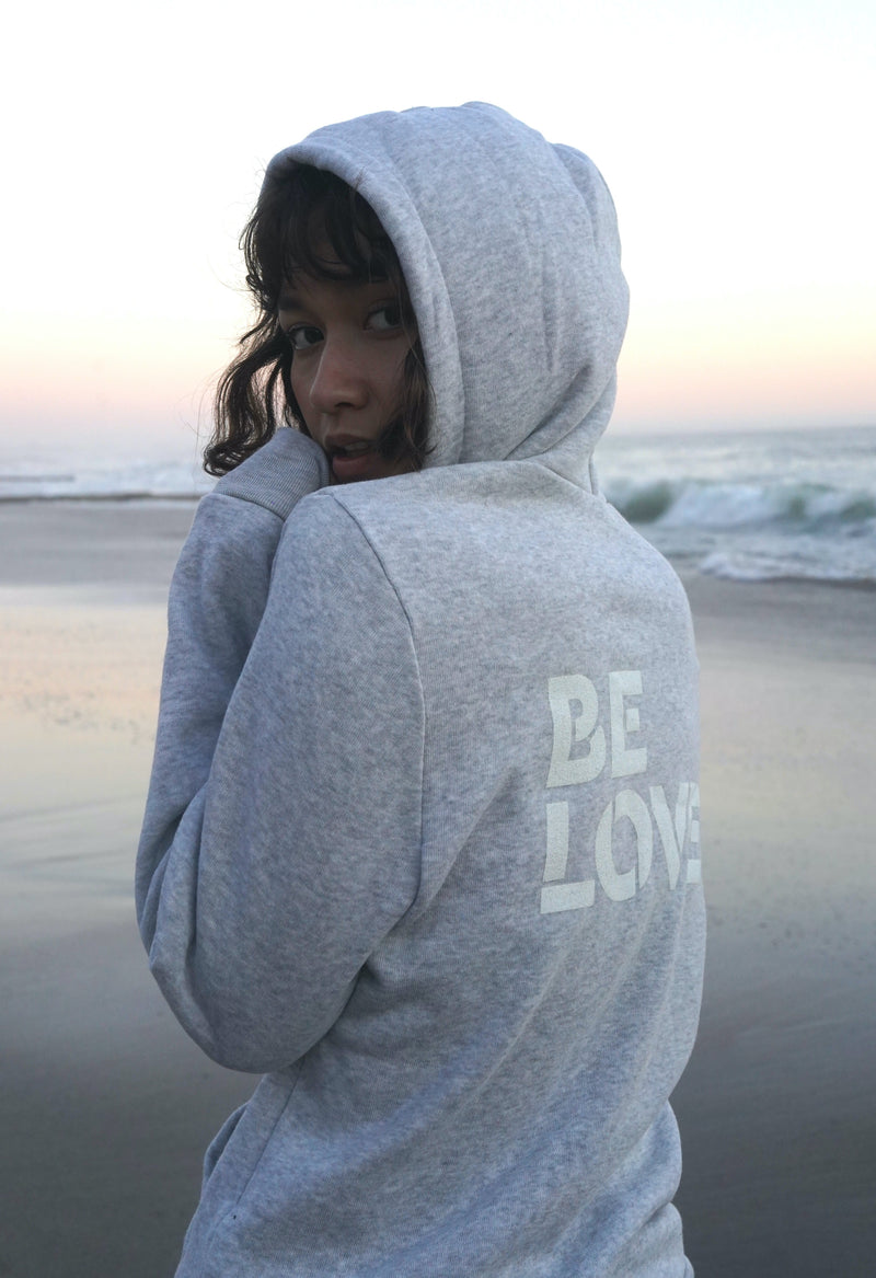 'Be Love Stencil'  Zip Up Hoodie Hoodie - Grey