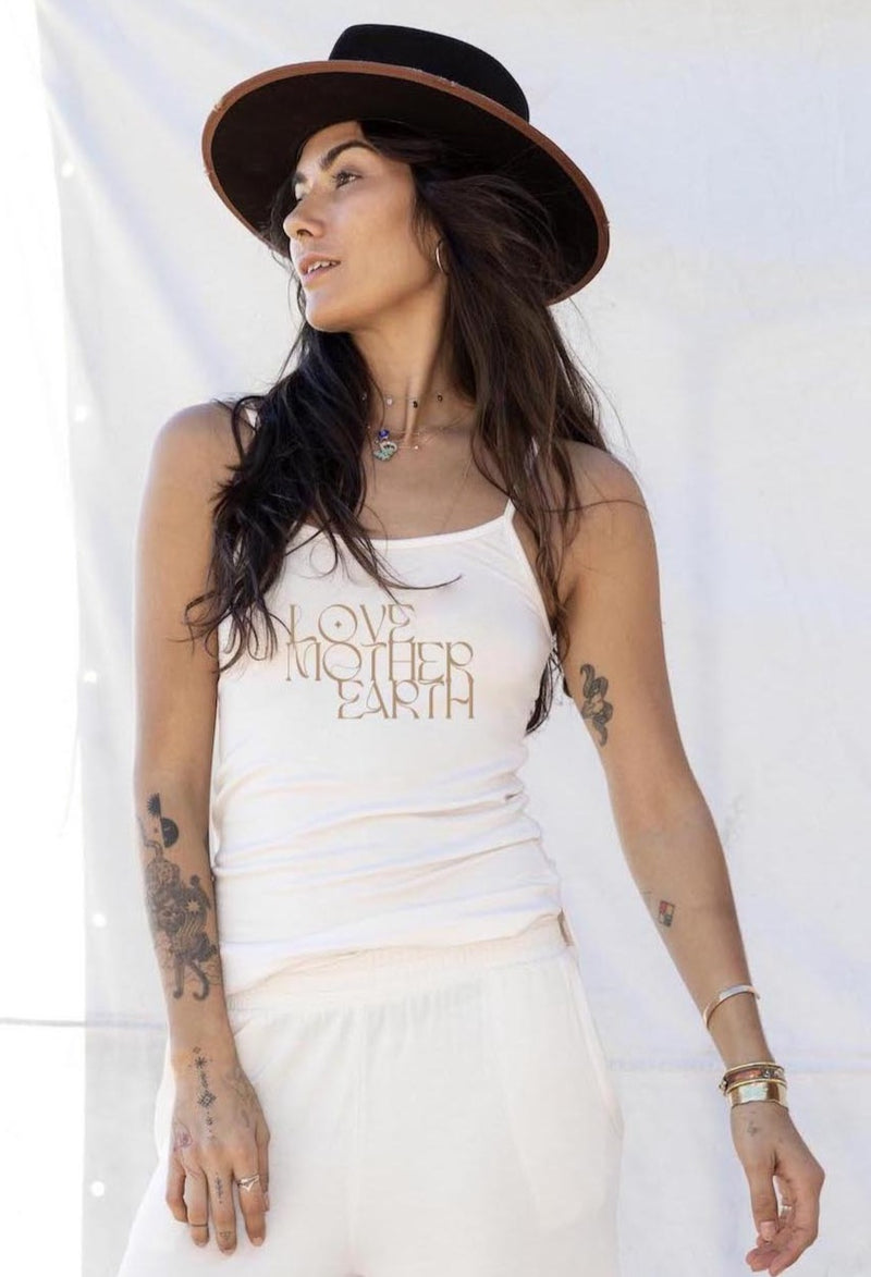 'Love Mother Earth'  Cami Tank - Natural