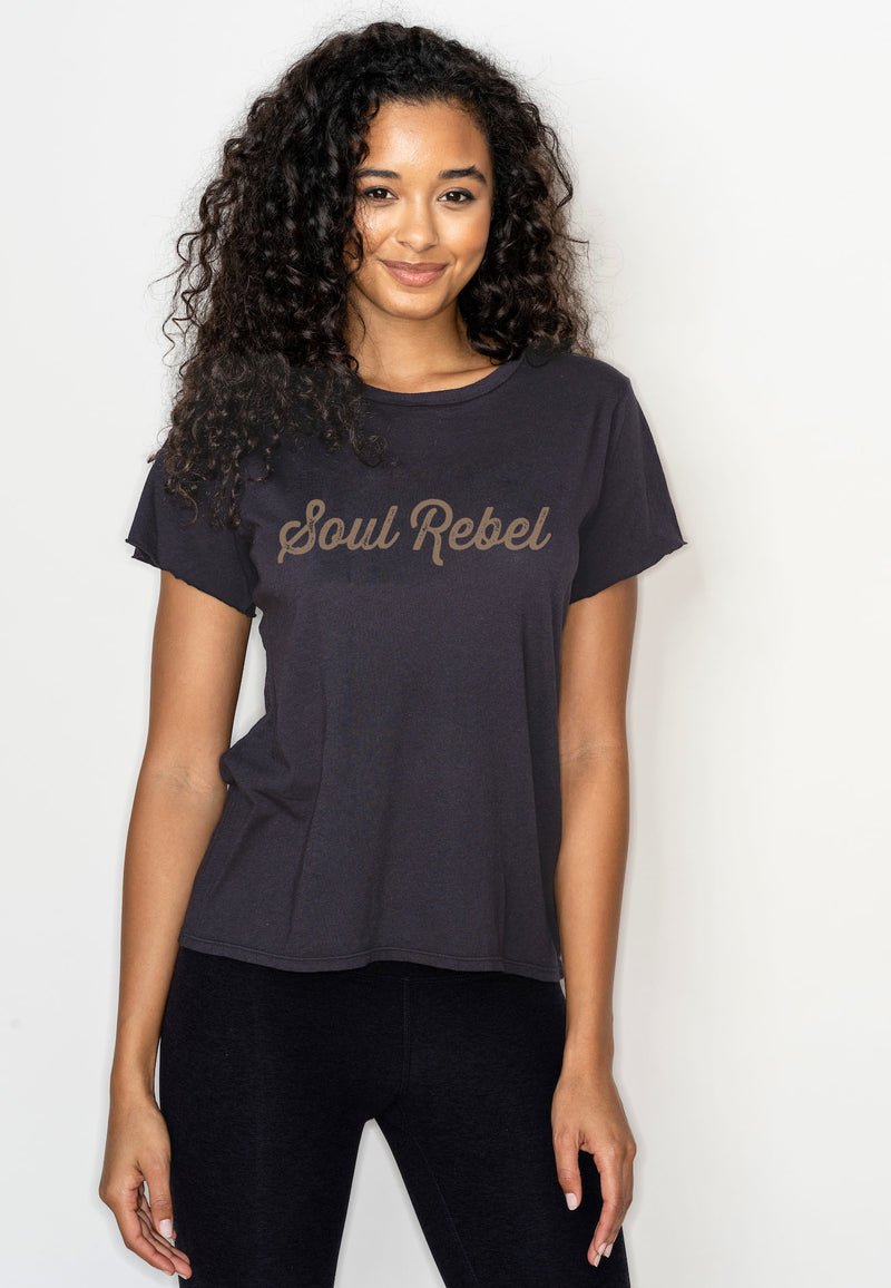 'Soul Rebel' Perfect Tee - Soft Black