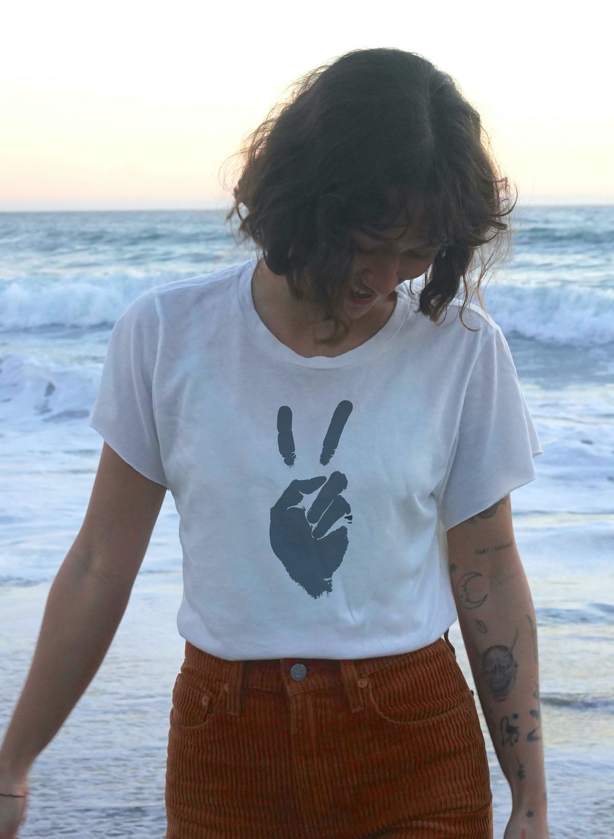 'PRE-ORDER - Peace Sign' Perfect Tee -  Moon - PRE-ORDER