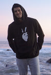 'PEACE SIGN' - Heavyweight Cotton Fleece - Hooded Sweatshirt - Black