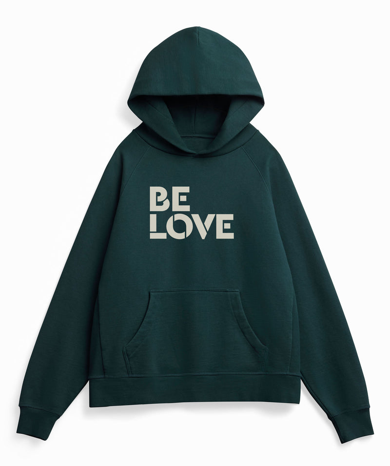 BE LOVE' Organic Cotton UNISEX Fit French Terry Hoodie Emerald