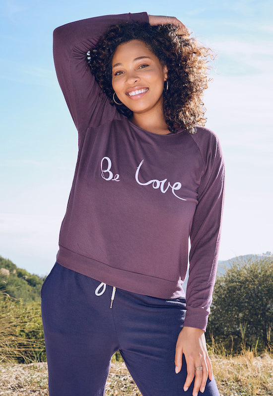 'Be Love' Ultra Soft Raglan Pullover - Lavender