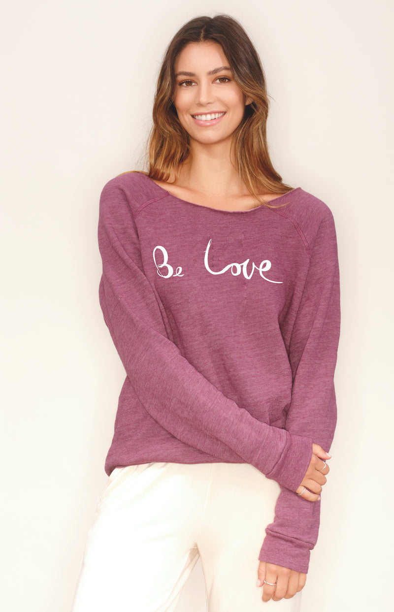 'Be Love' - Off the Shoulder Sweatshirt - Fig
