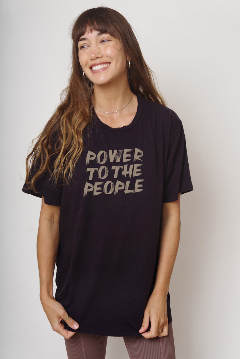 'Power to the People' (brush) Unisex Tee - black