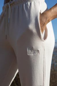 'Blow Your Mind Soft' - Fleece Jogger Pant with Be Love Embroidery - Cream
