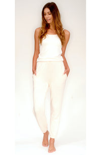 'Blow Your Mind Soft' - Fleece Jogger Pant with Be Love Embroidery - Cream