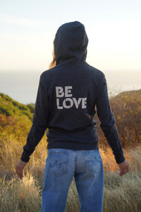 'Be Love Stencil'  Zip Up Hoodie Hoodie - Heather Charcoal