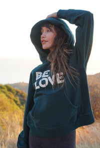 'BE LOVE' Organic Cotton UNISEX Fit French Terry Hoodie - Emerald Green