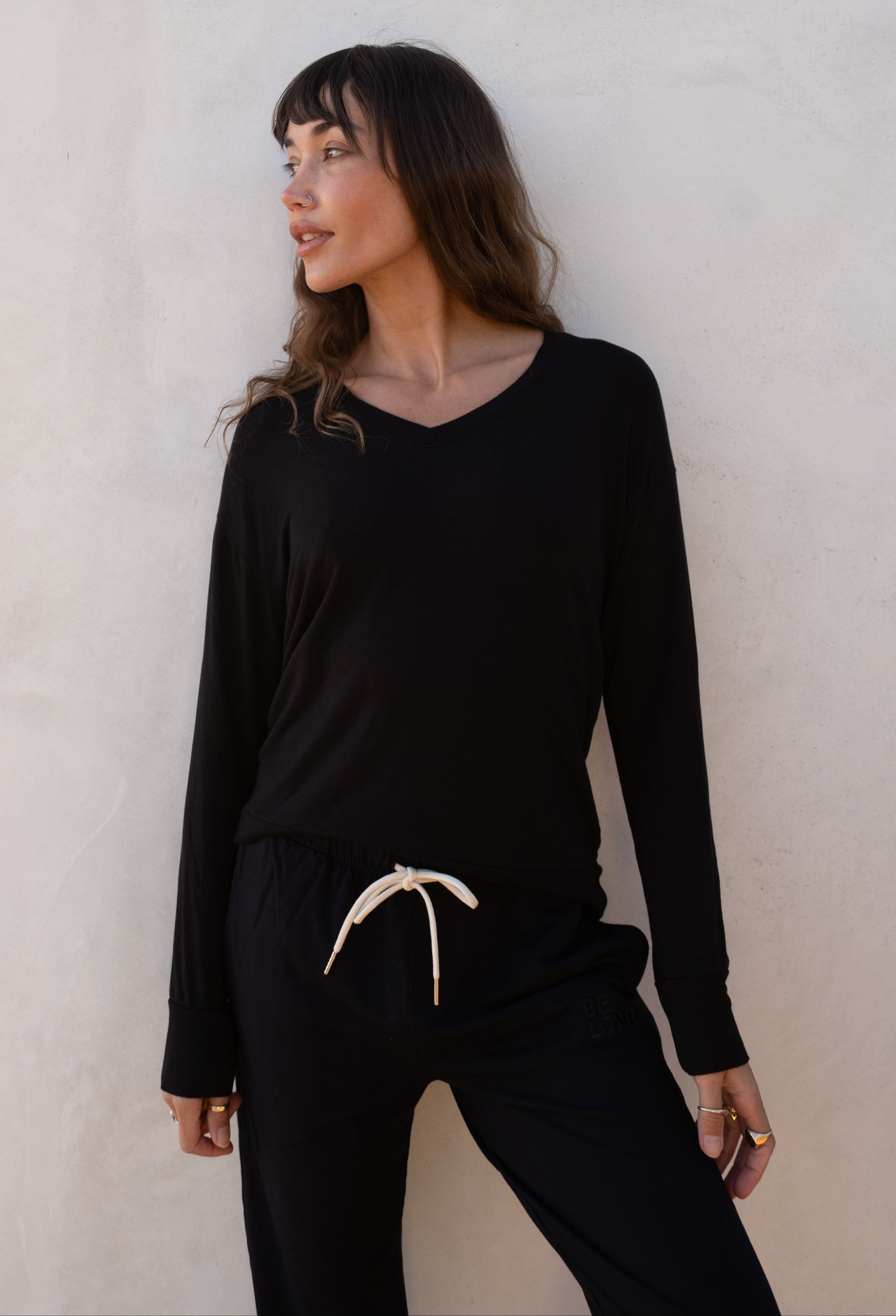 Ultra-Soft V-Neck Pullover - Black