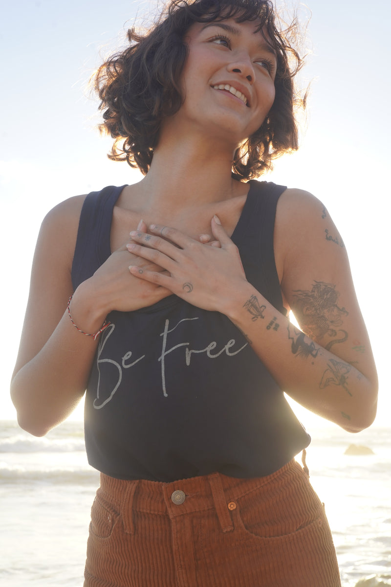 Classic 'Be Free' Ultra Soft Luxury Tank - Navy Black