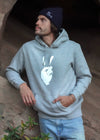 'PEACE SIGN' Heavyweight Cotton Fleece - Hooded Sweatshirt - Athletic Grey