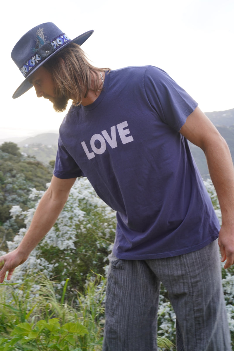 'LOVE' Mens Organic Tee - Blue