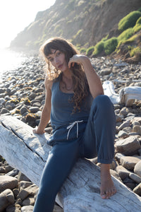 Blow Your Mind Soft' - Jogger Pant with Be Love Embroidery - Deep Sea