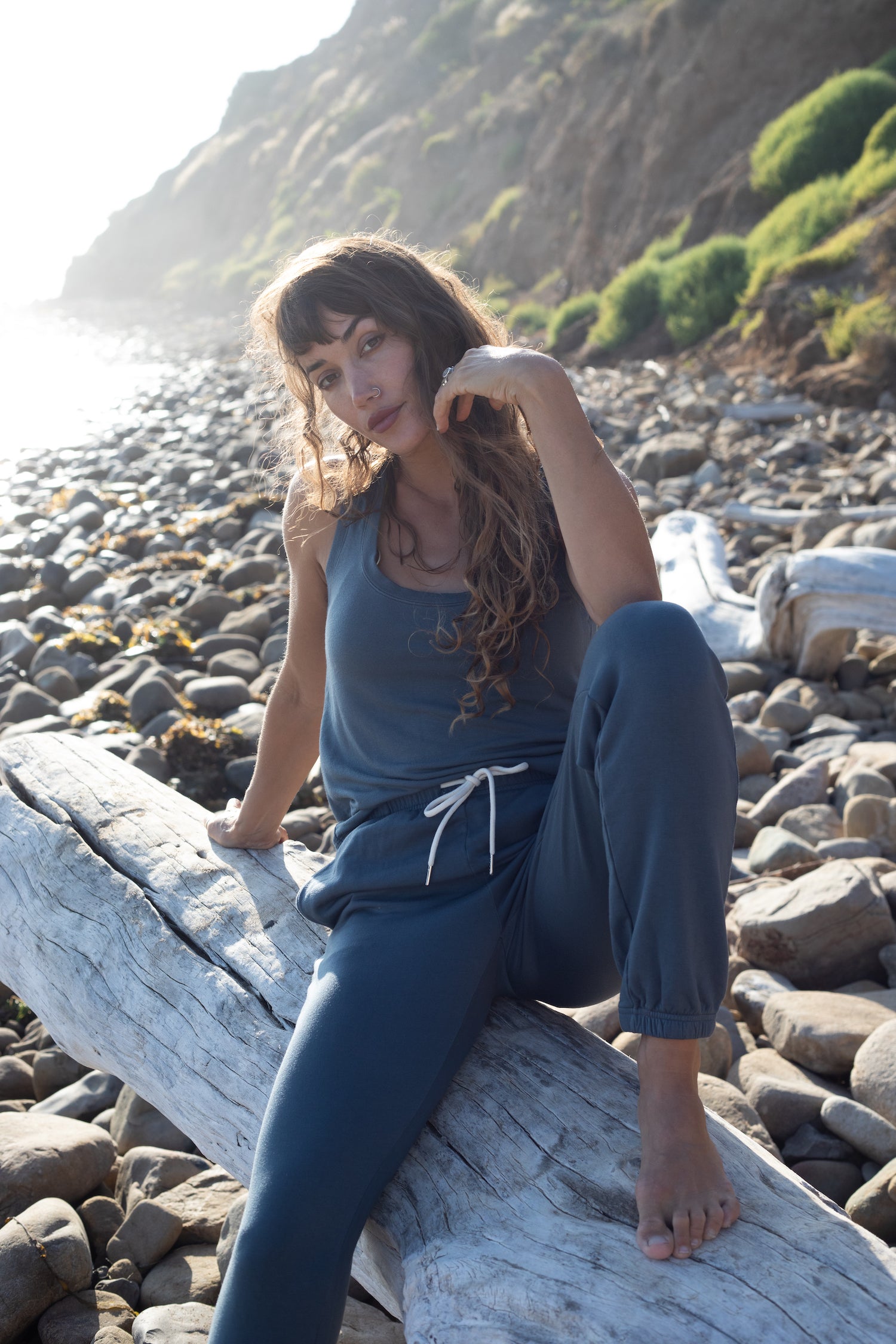Blow Your Mind Soft' - Jogger Pant with Be Love Embroidery - Deep Sea