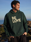 'BE LOVE' Organic Cotton UNISEX Fit French Terry Hoodie - Emerald Green