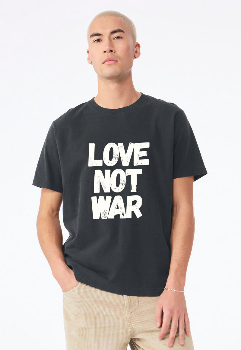 'Love Not War'  100% Ring Spun Cotton T-Shirt - Washed Black