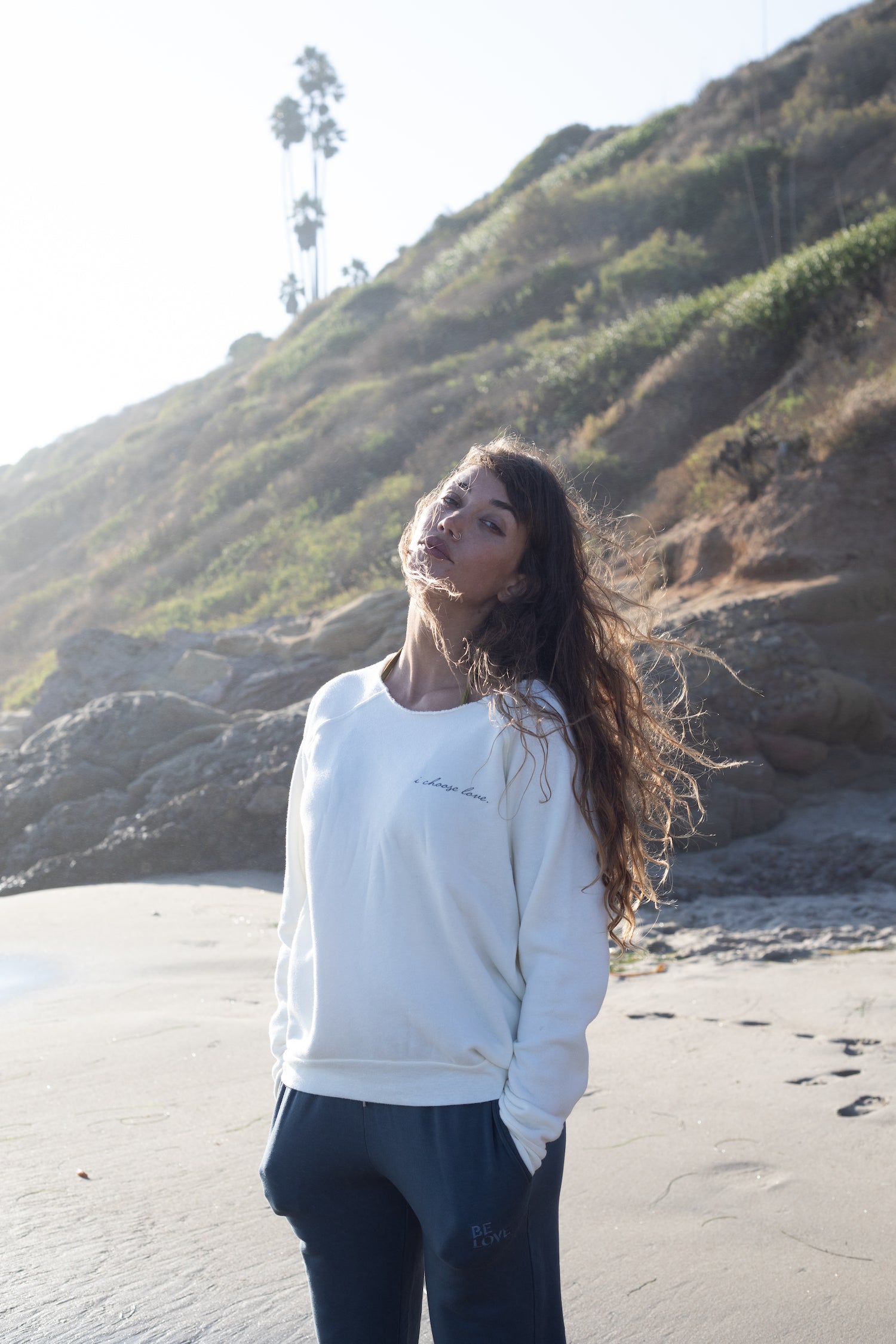 Blow Your Mind Soft' - Jogger Pant with Be Love Embroidery - Deep Sea
