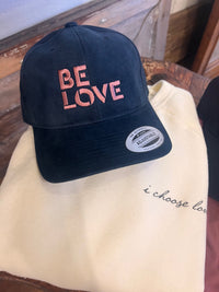BE LOVE Classic Stencil Font - Classic hat - Midnight Blue with Guava embroidery