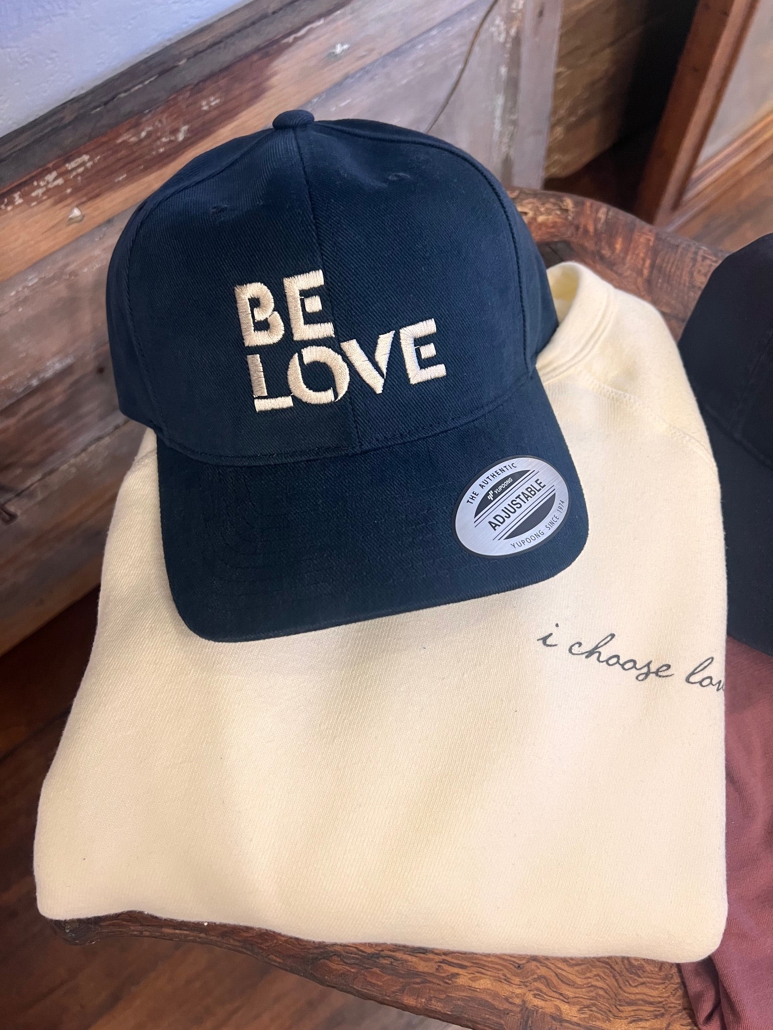 BE LOVE Classic Stencil Font - Classic hat - Midnight Blue w/white embroidery