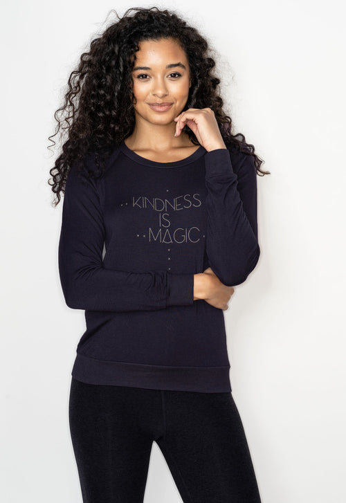 KINDNESS IS MAGIC RAGLAN PULLOVER - BLACK