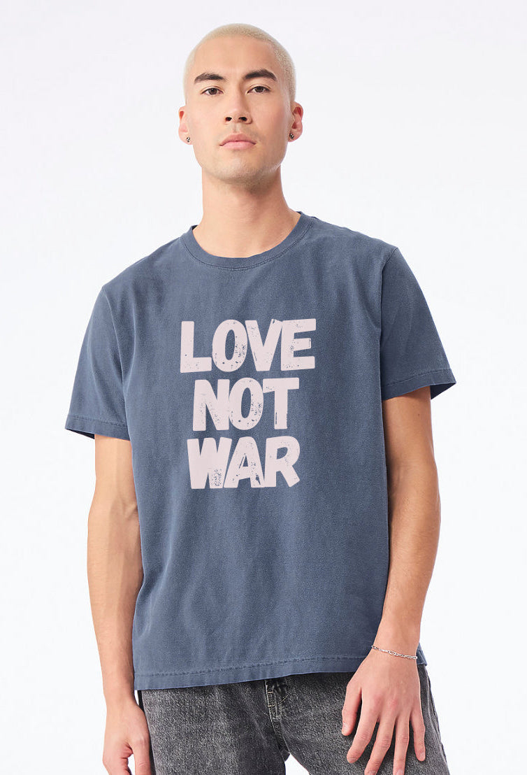 'Love Not War'  100% Ring Spun Cotton T-Shirt - Washed Navy