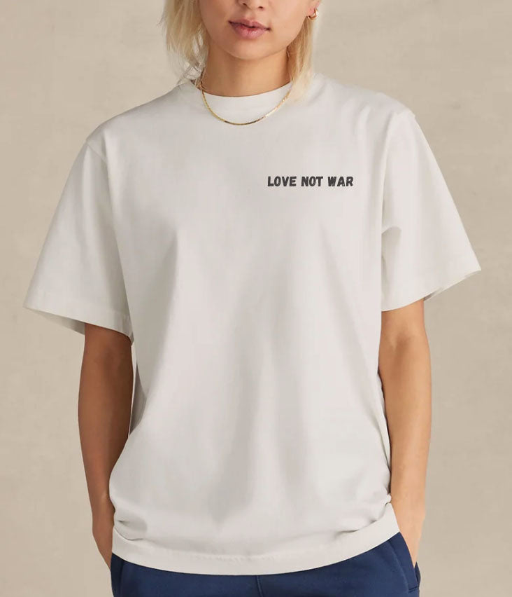 'Love Not War'  (small graphic) Unisex 100% Ring Spun Cotton T-Shirt - Natural
