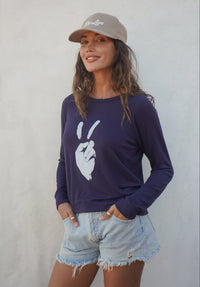 'Peace Sign' Ultra-Soft Raglan Pullover - Spellbound  Blue