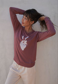 'Peace Sign' Ultra-Soft Raglan Pullover - mauve