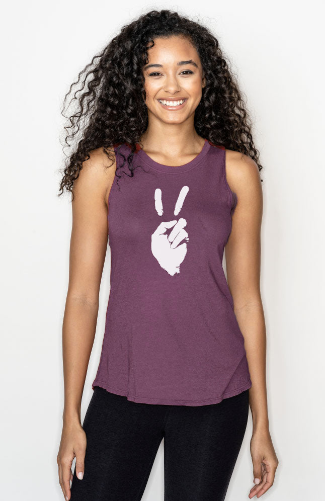 'Peace Sign' Perfect Fit Tank - Fig