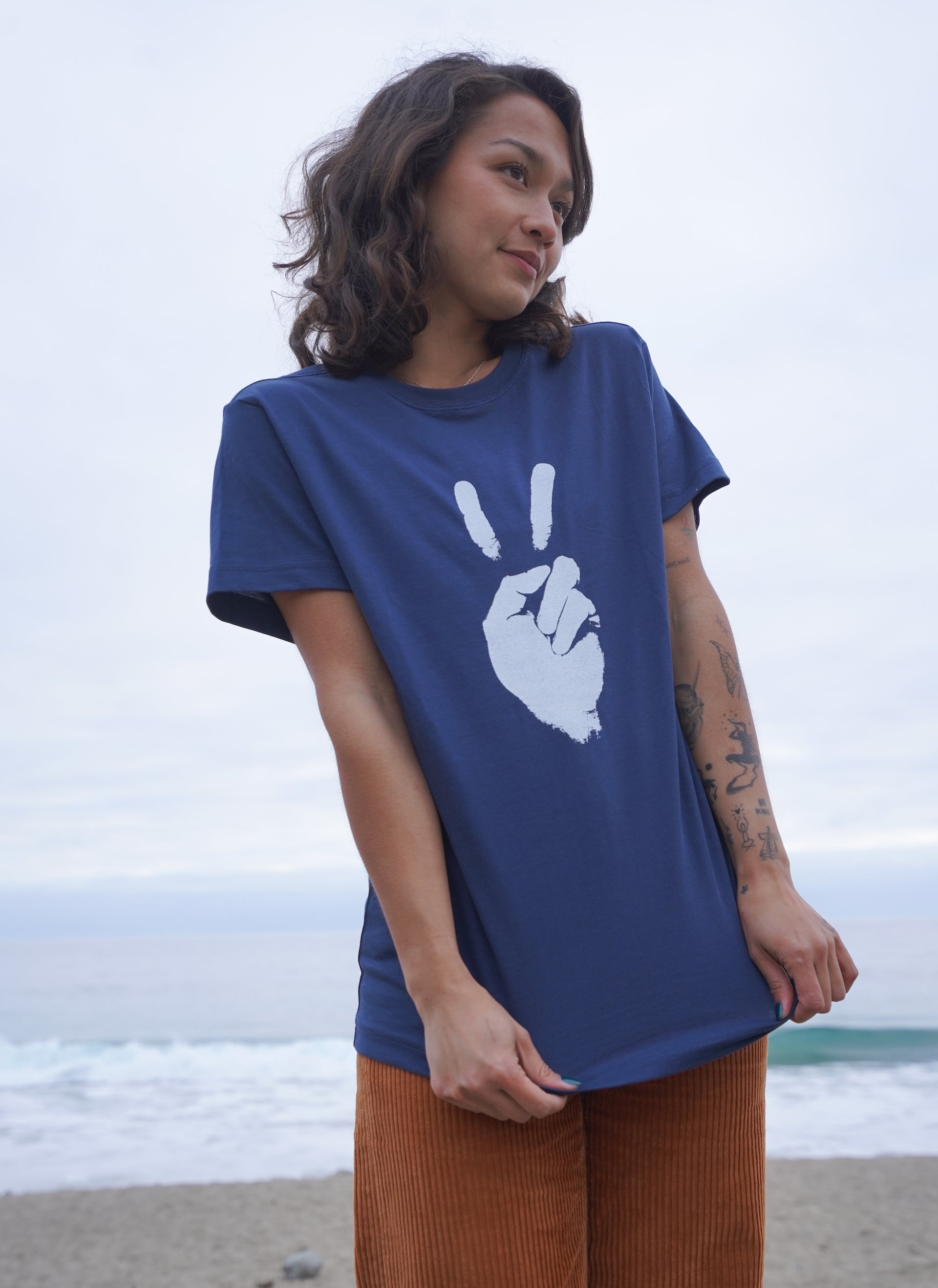 'Peace Sign' Unisex Tee -  Ocean Navy