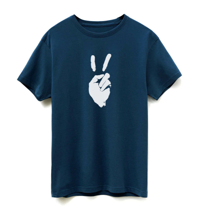 'Peace' Mens Midweight Supima T-shirt - Ocean Navy