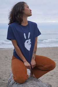 'Peace Sign' Unisex Tee -  Ocean Navy