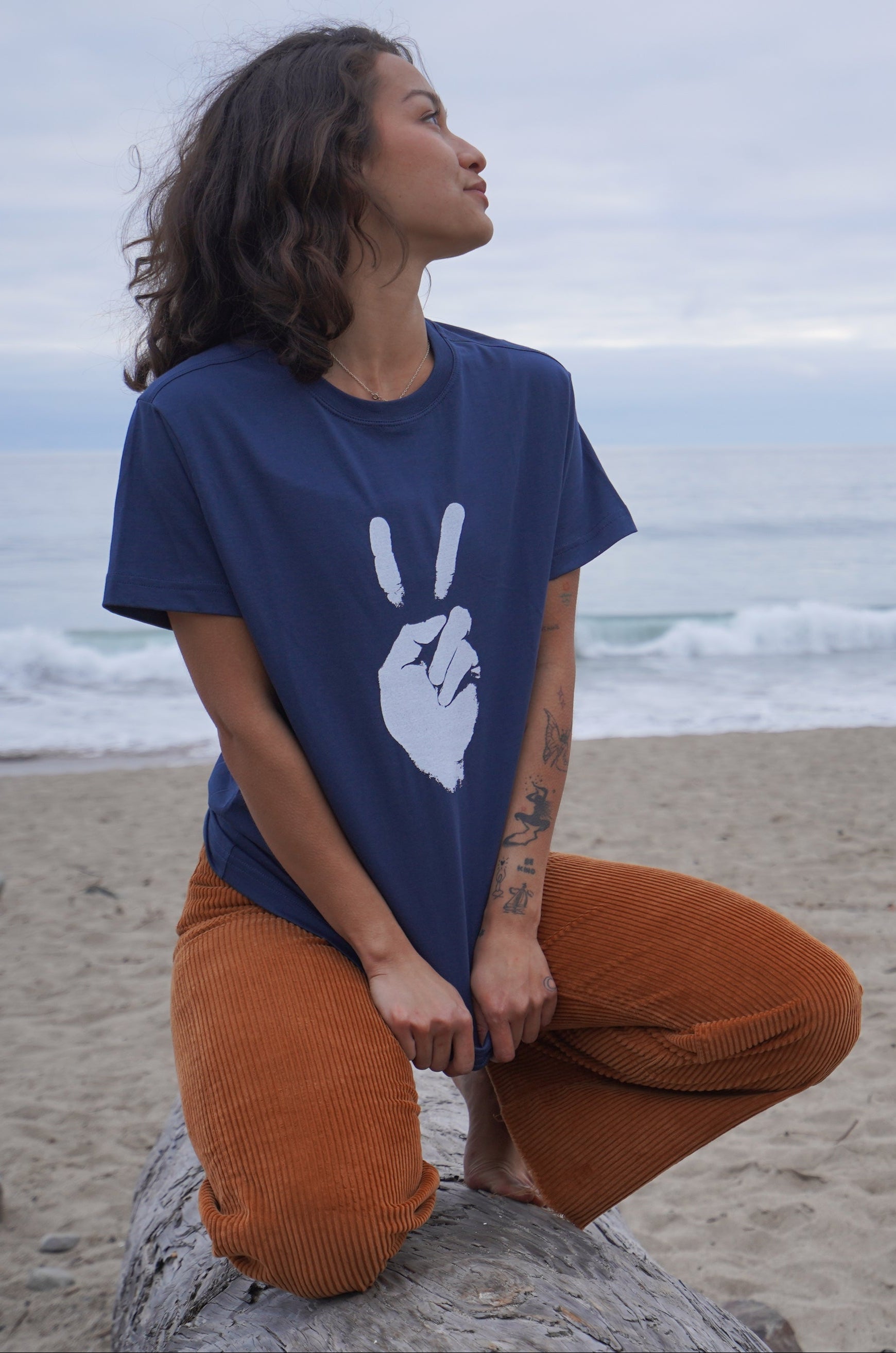 'Peace Sign' Unisex Tee -  Ocean Navy