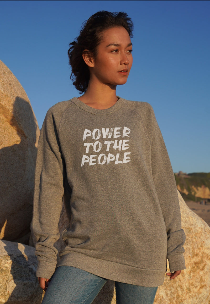 'Power to the People'  oversized sweatshirt - Heather Grey