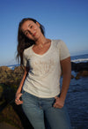 'Power To The People' - V-Neck tee - Natural