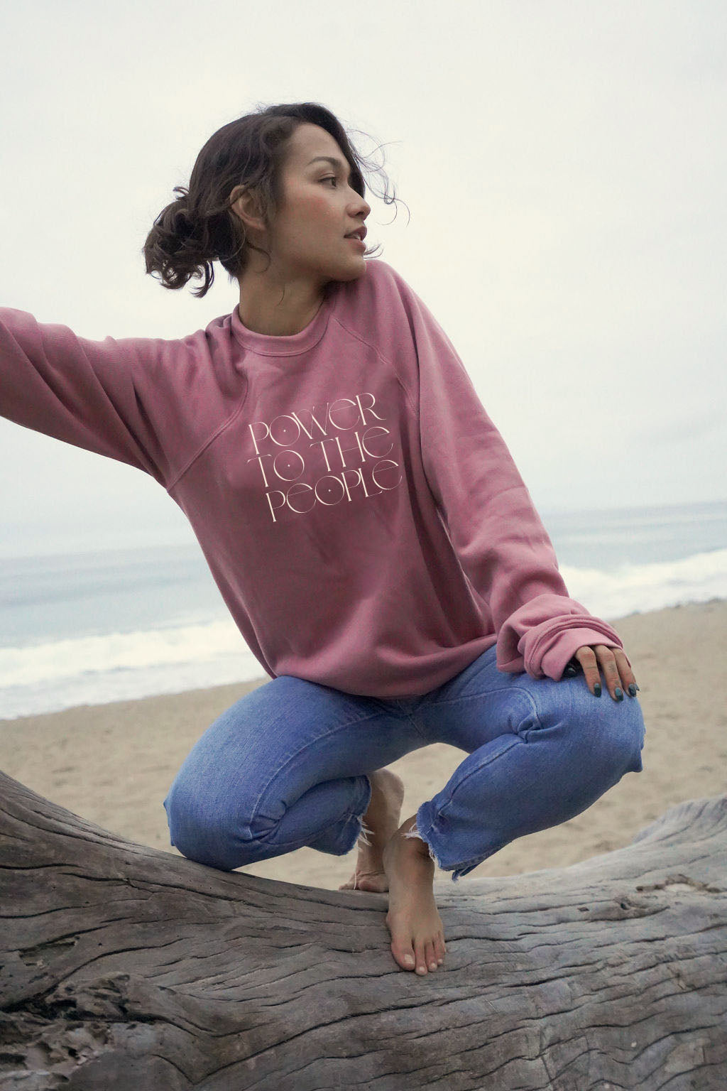 'Power to the People' Unisex Fit Sweatshirt - Mauve
