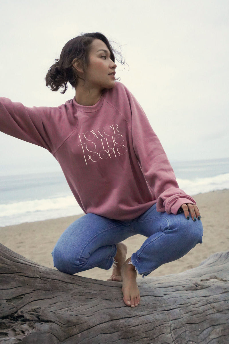 'Power to the People' Unisex Fit Sweatshirt - Mauve