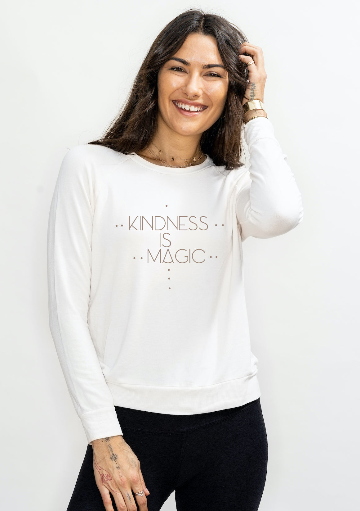 'Kindness is Magic' Ultra-Soft Raglan Pullover - Cream