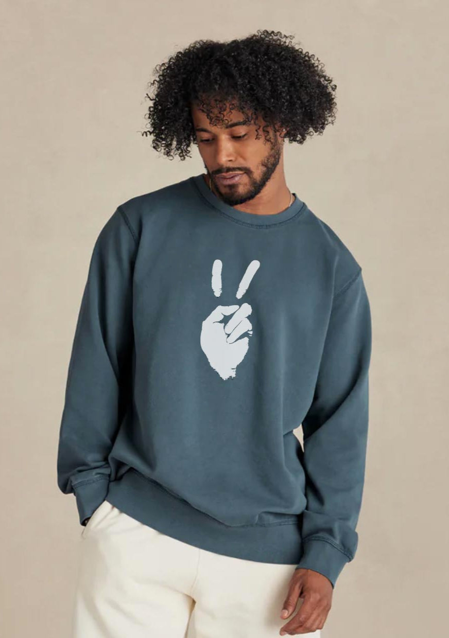 'Peace' Organic Cotton French Terry Midweight Crewneck Sweatshirt