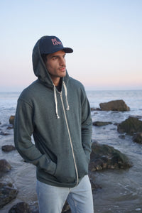 'BE LOVE' Zip Up UNISEX Fit Hoodie - Pine