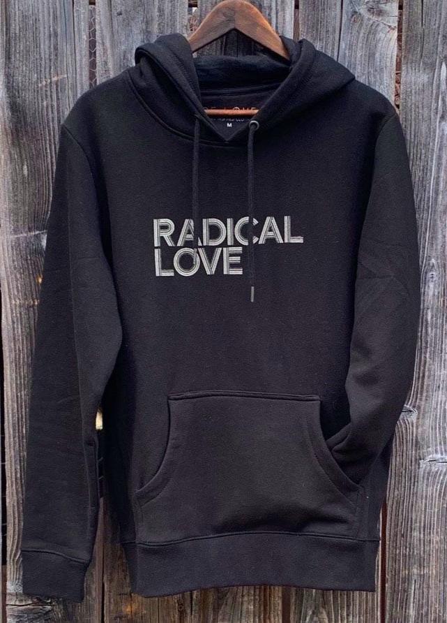 'RADICAL LOVE' HEAVYWEIGHT COTTON FLEECE - HOODED SWEATSHIRT - BLACK