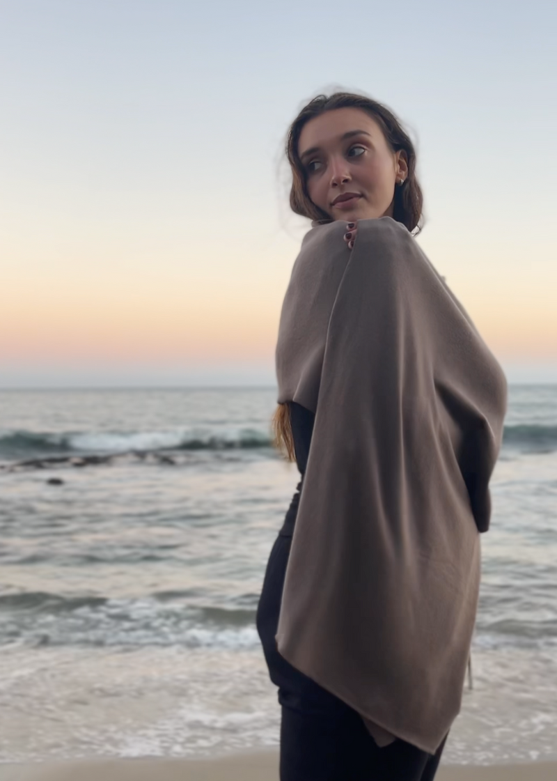 New Be Love Scarf With Embroidery - Mushroom