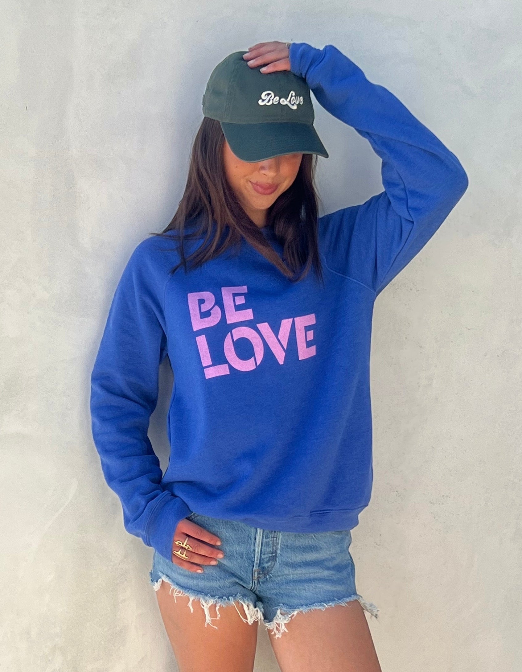 'Be Love' Oversized Crewneck Sweatshirt - Periwinkle Blue