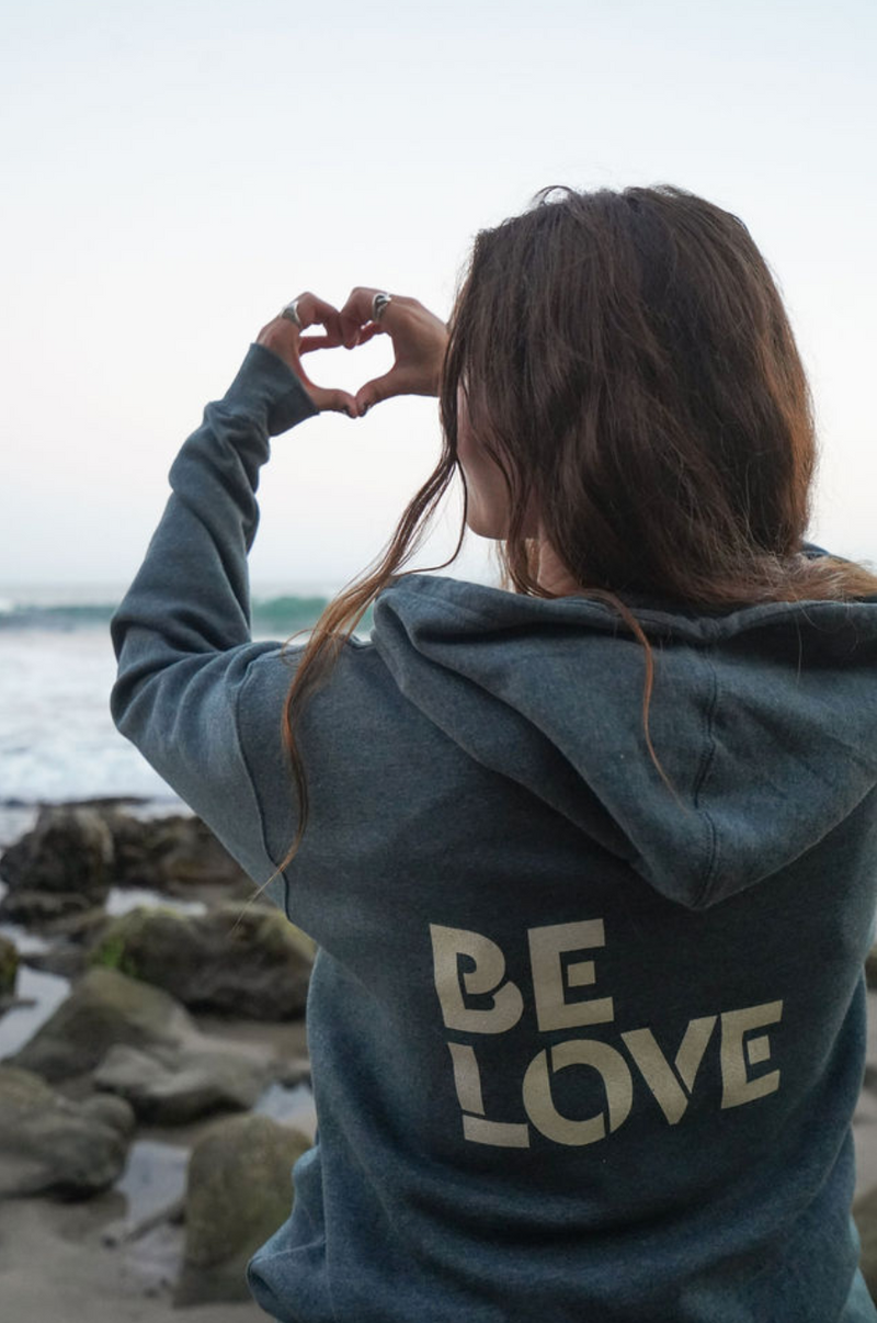 'Be Love Stencil'  Zip Up Hoodie Hoodie - Pine
