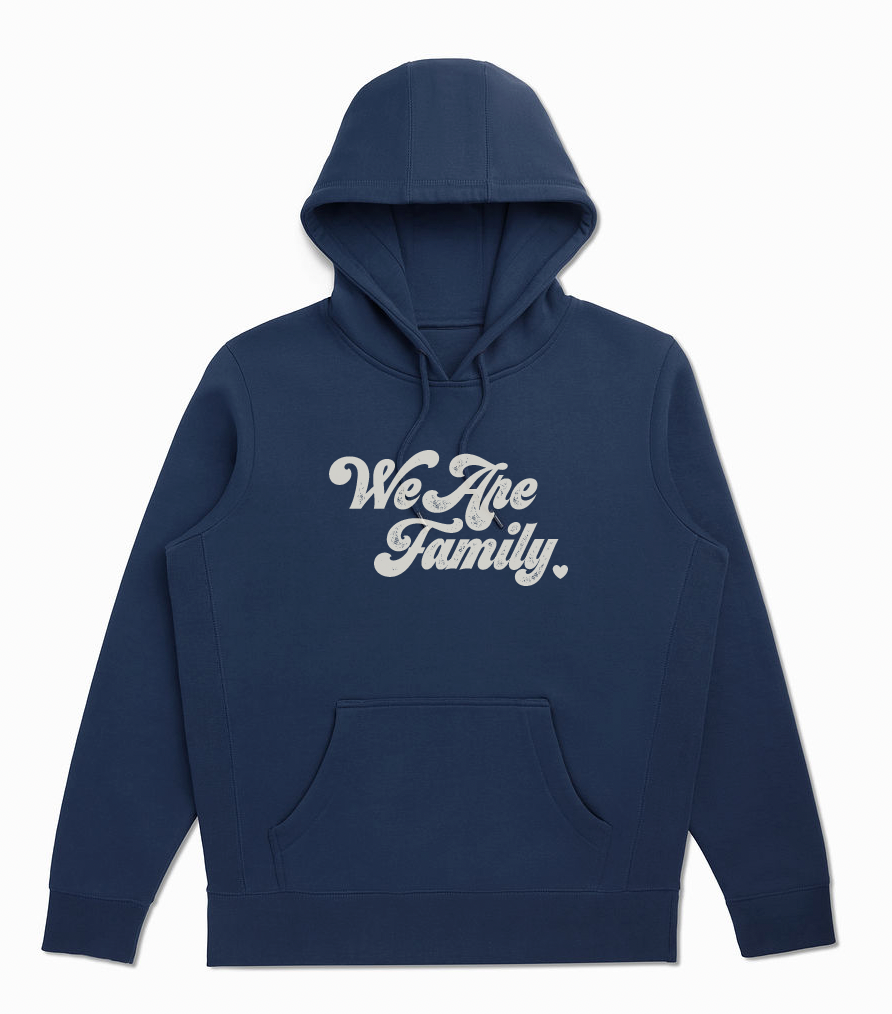 'We Are Family' - Heavyweight Cotton Fleece Hoodie - Navy