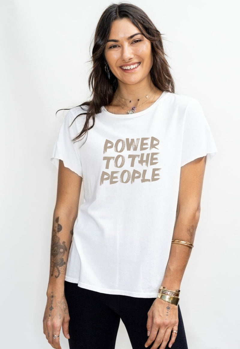 'Power to the People' (brush) Perfect Tee - white