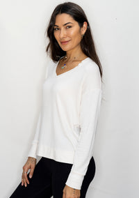 Ultra-Soft V-Neck Pullover - Cream