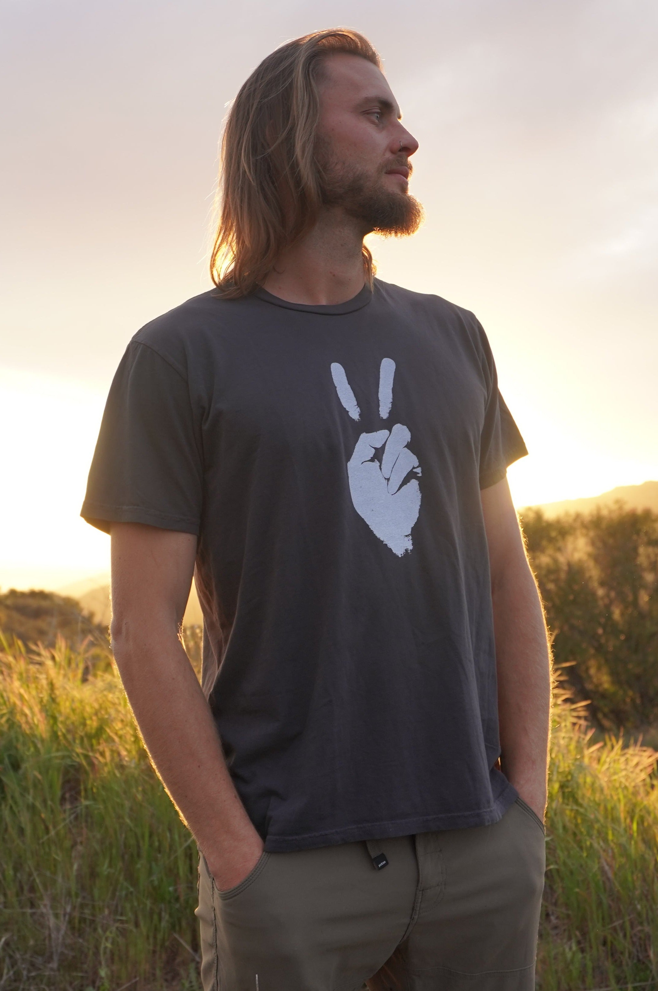 'Peace Sign' Organic Cotton Tee - Slate