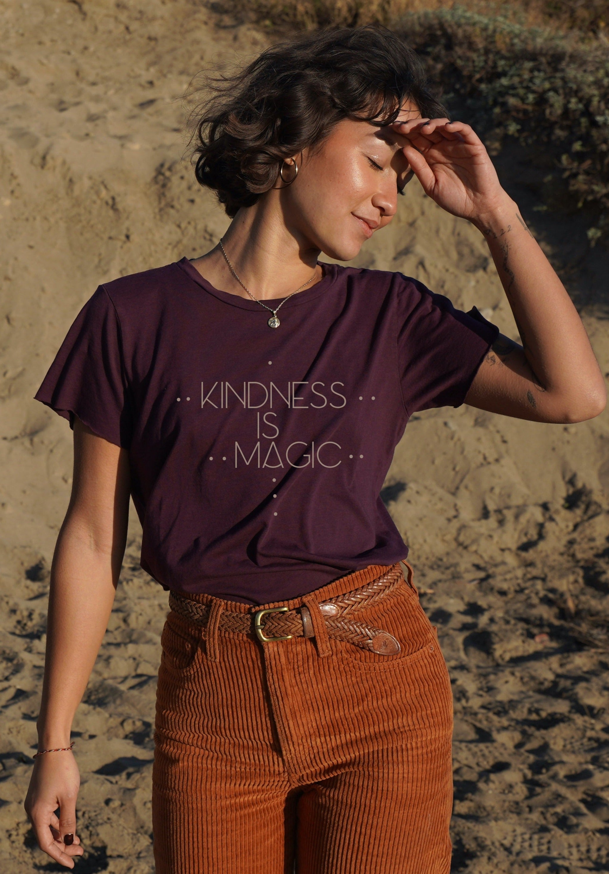 'Kindness is Magic' Perfect Tee - Merlot